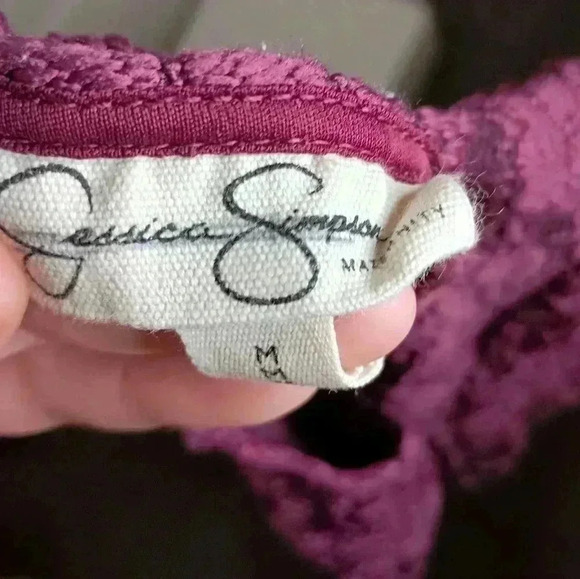JESSICA‎ SIMPSON fall vamp whimsigoth sheer lace purple maternity Maroon top - Picture 2 of 9